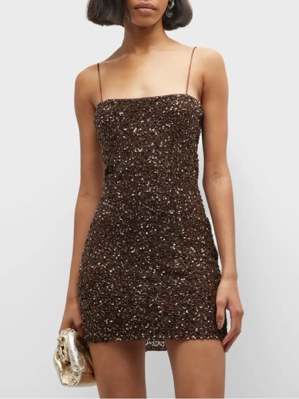 Retrofete Dionne Brown Sequin Bodycon Mini Dress Size Small NWT